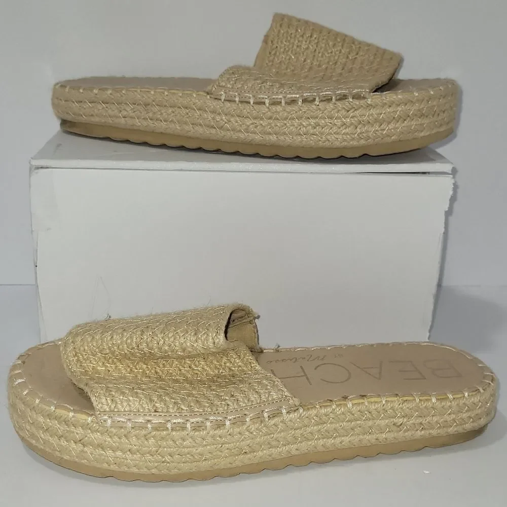 Beach By Matisse Size 10 Beige Espadrille Slide Sandals